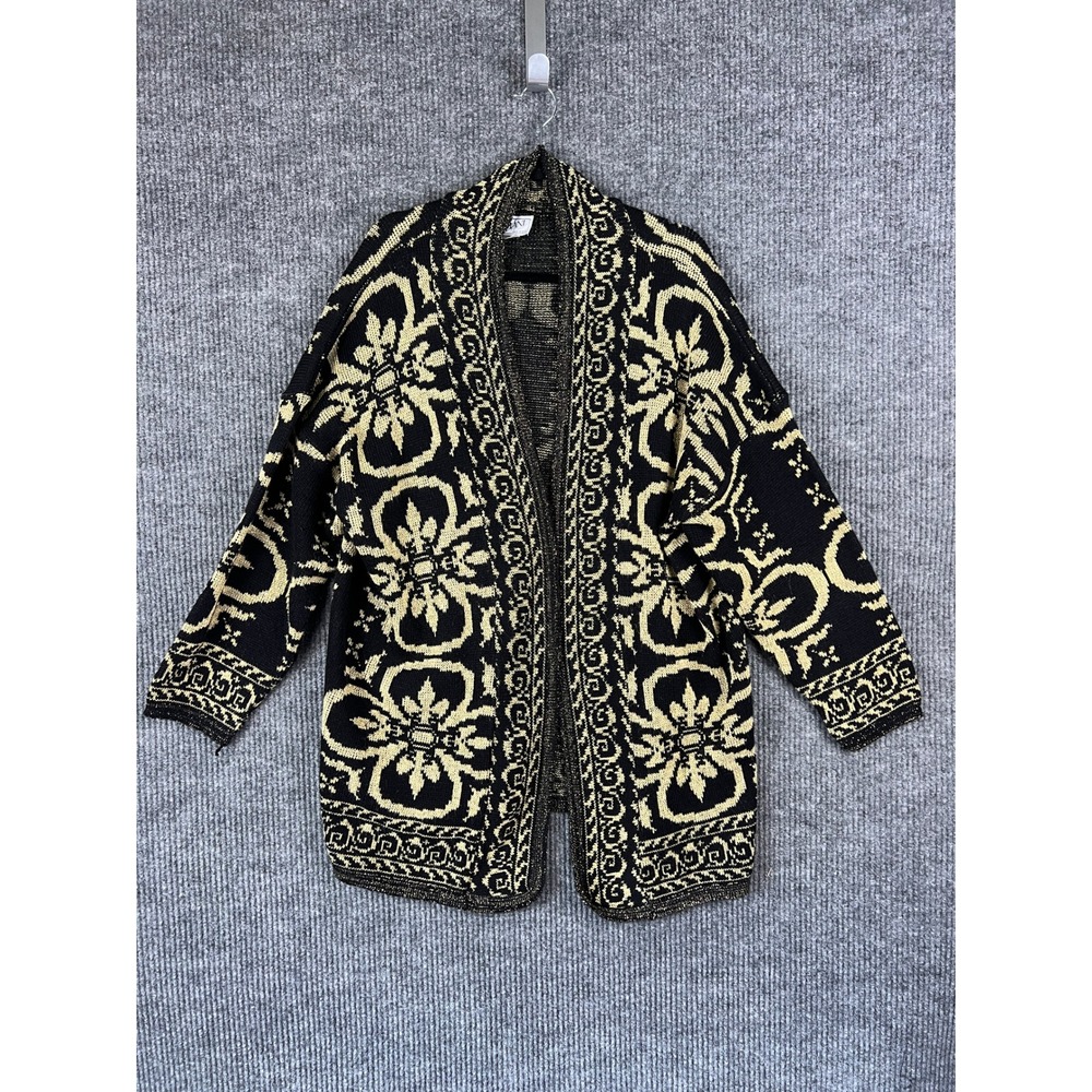 90s Old Money Tapestry Cardigan 2X Oversized Preppy Quiet Luxury Knit Domani - Picture 4 of 9